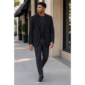 Andrew Fezza Corduroy Blazer Men's 48L Black Fine Wale Career Sport‎ Coat